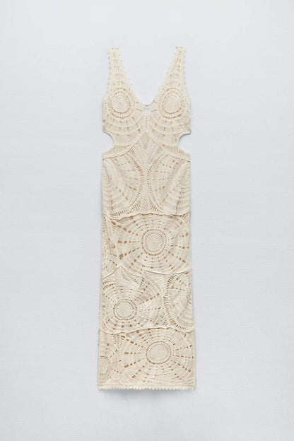 Ethel Cut-Out Tığ İşi Maxi Elbise