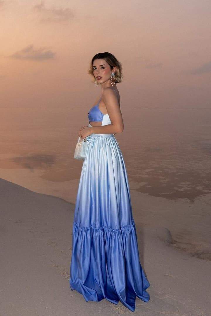 Ethel Dekolteli Degrade Maxi Slip Elbise