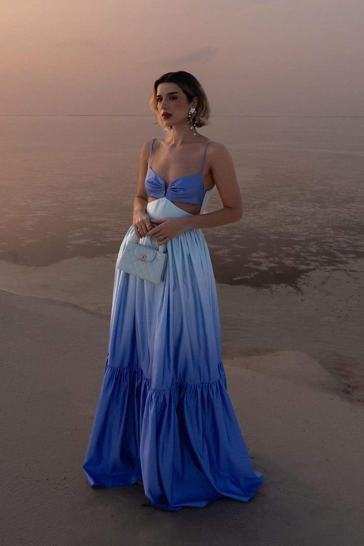 Ethel Dekolteli Degrade Maxi Slip Elbise