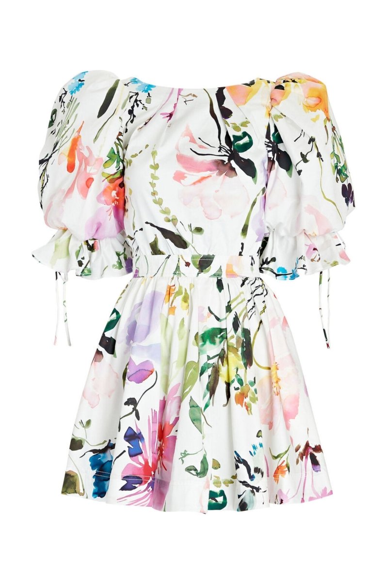 Eudora Baskılı Puf Kol Mini Elbise