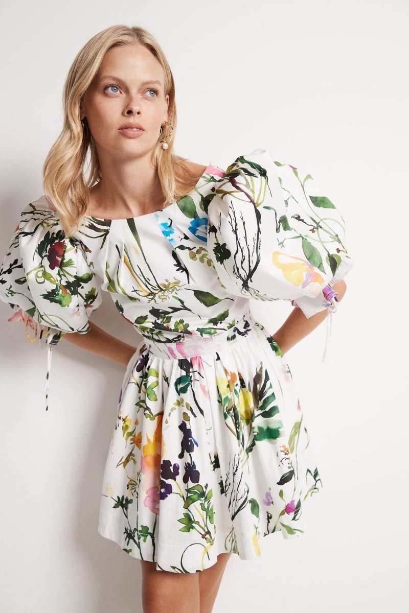 Eudora Baskılı Puf Kol Mini Elbise