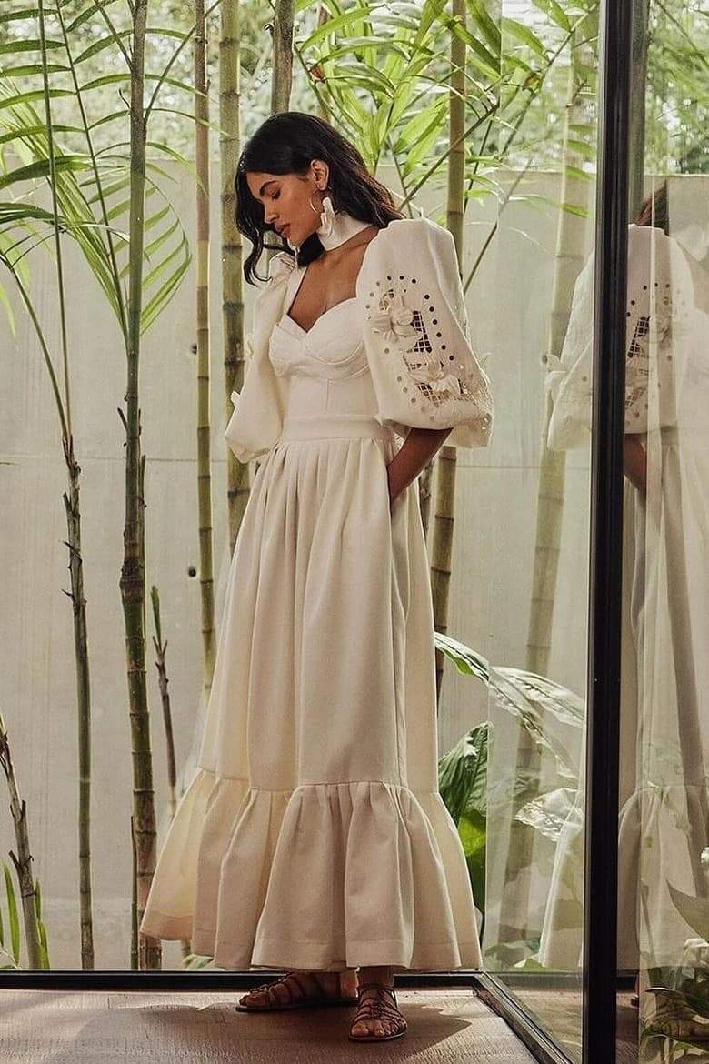 Eunice Balon Kol İçi Boş Maxi Elbise