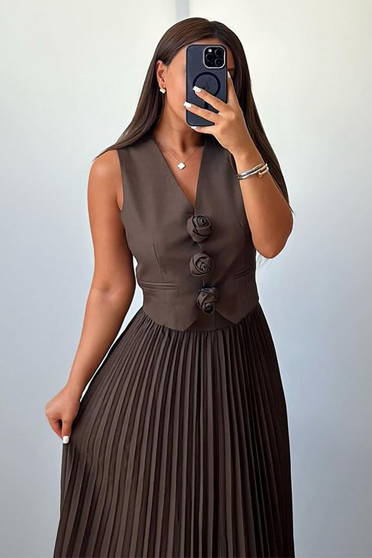 Madeline Rozet Pileli Etek Takım