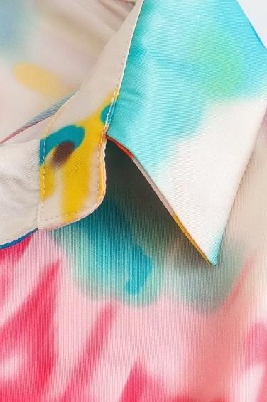 Fanny Baskılı Saten Bluz