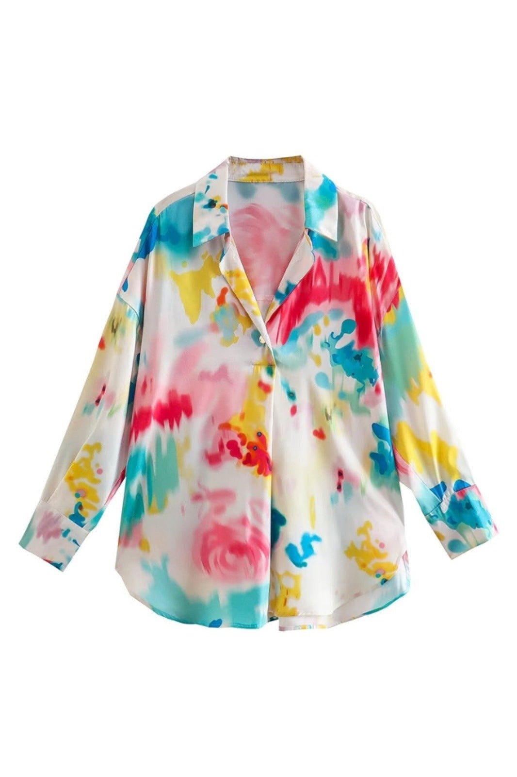 Fanny Baskılı Saten Bluz