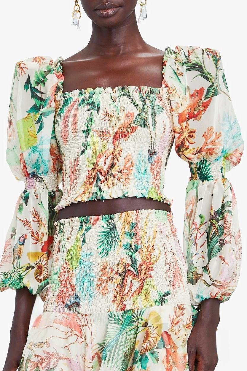 Fay Baskılı Büzgülü Fırfırlı Takım