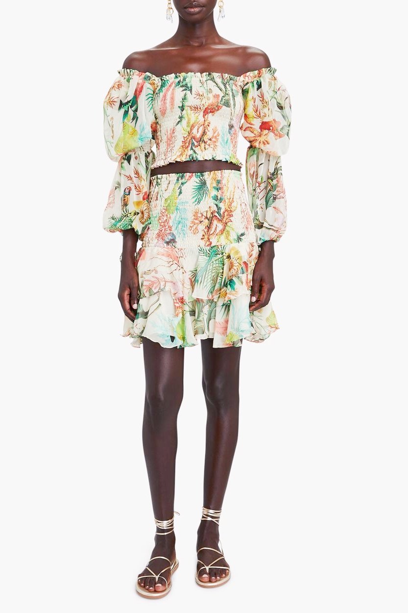 Fay Baskılı Büzgülü Fırfırlı Takım