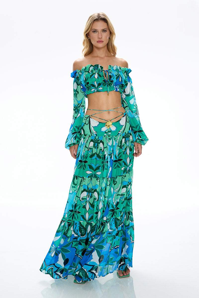 Felicia Baskılı Düşük Omuz Takım