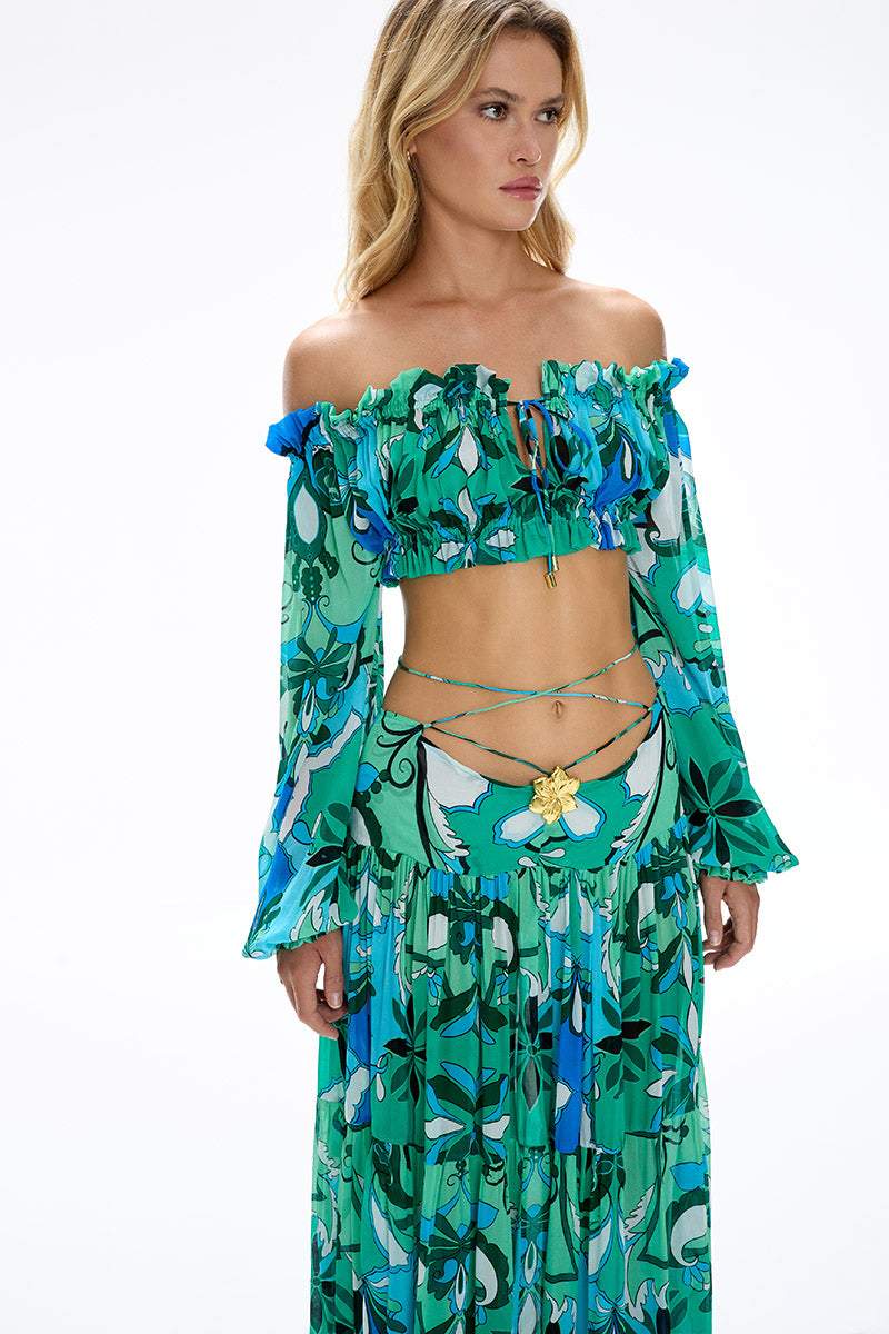 Felicia Baskılı Düşük Omuz Takım