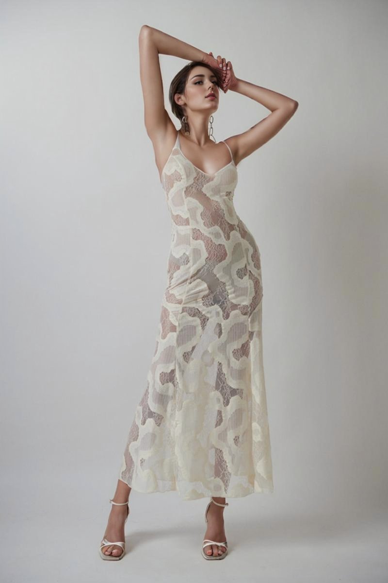 Florence Yarı Transparan Maxi Slip Elbise