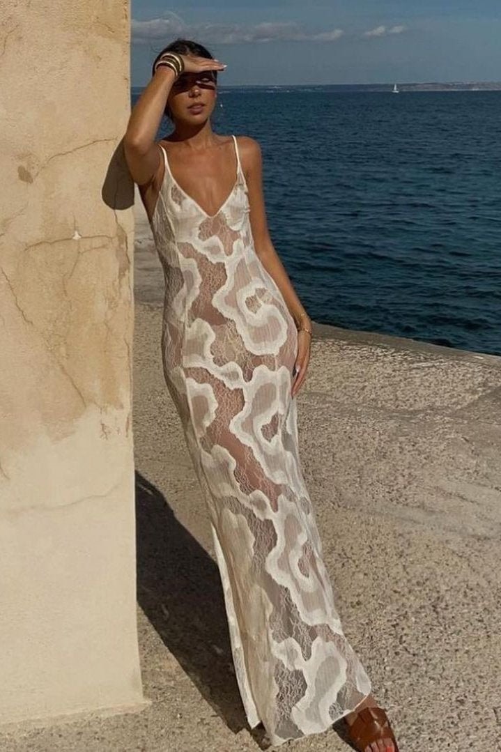 Florence Yarı Transparan Maxi Slip Elbise