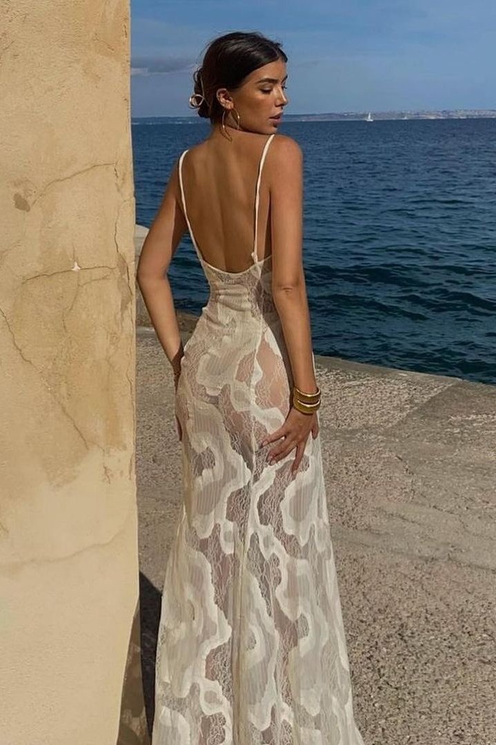 Florence Yarı Transparan Maxi Slip Elbise