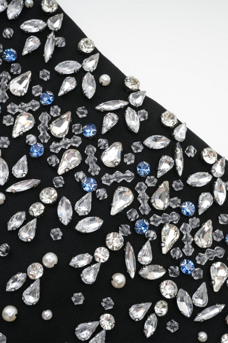Frances Kristal Taşlı Kolsuz Mini Elbise