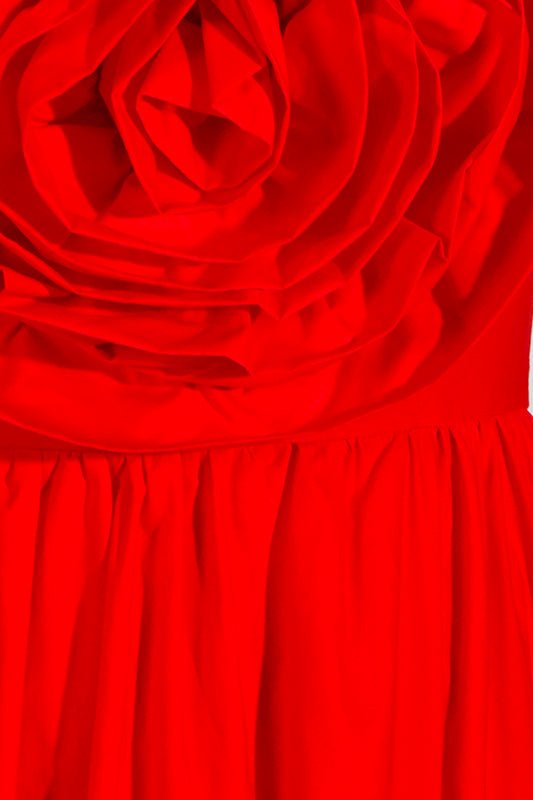 Frederica Çiçek Straplez Uzun Elbise