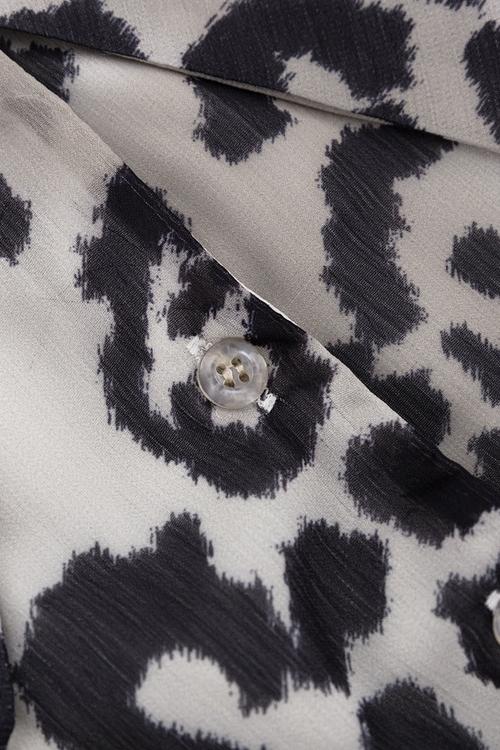 Gail Baskılı V Yaka Kemerli Şifon Mini Elbise