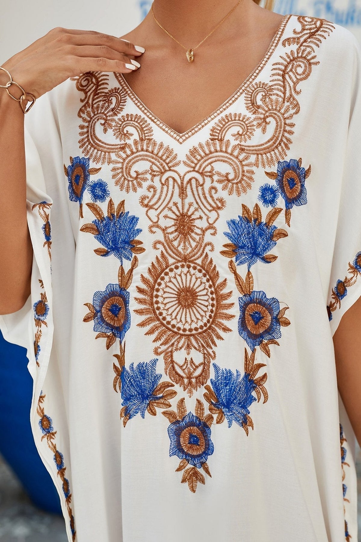 Gen İşlemeli Maxi Kaftan