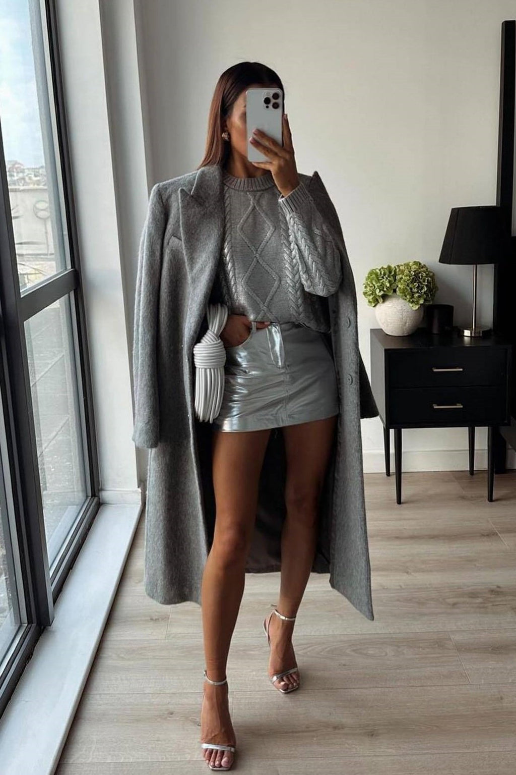 Genevieve Metalik Folyo Kablo Örgü Kazak