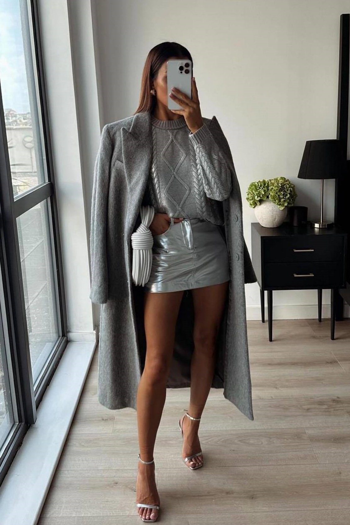 Genevieve Metalik Folyo Kablo Örgü Kazak