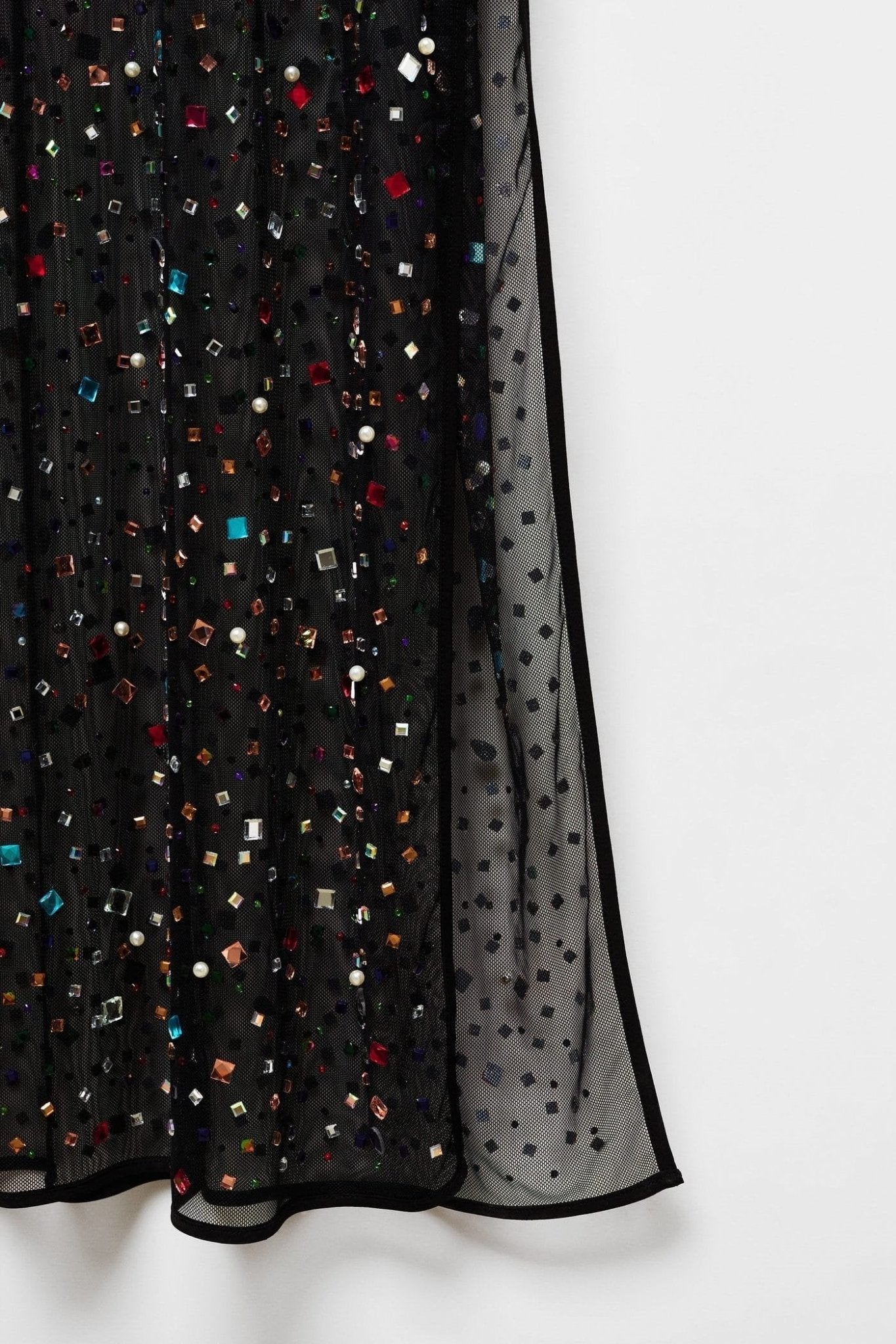 Georgia Diamante Transparan Midi Elbise