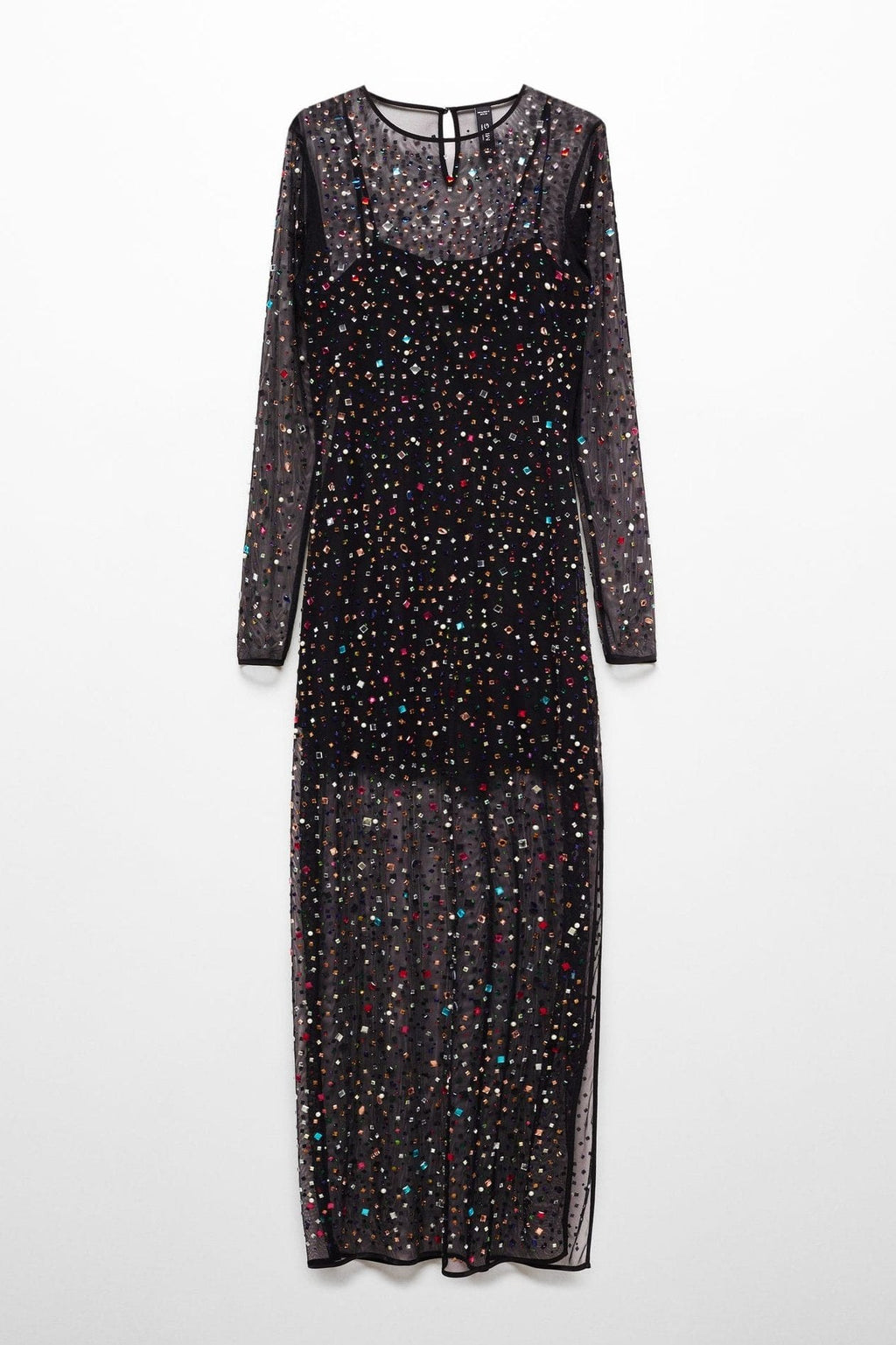 Georgia Diamante Transparan Midi Elbise