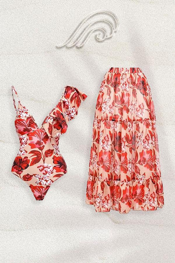 Gerald Baskılı Fırfır İkili Yüzme Seti