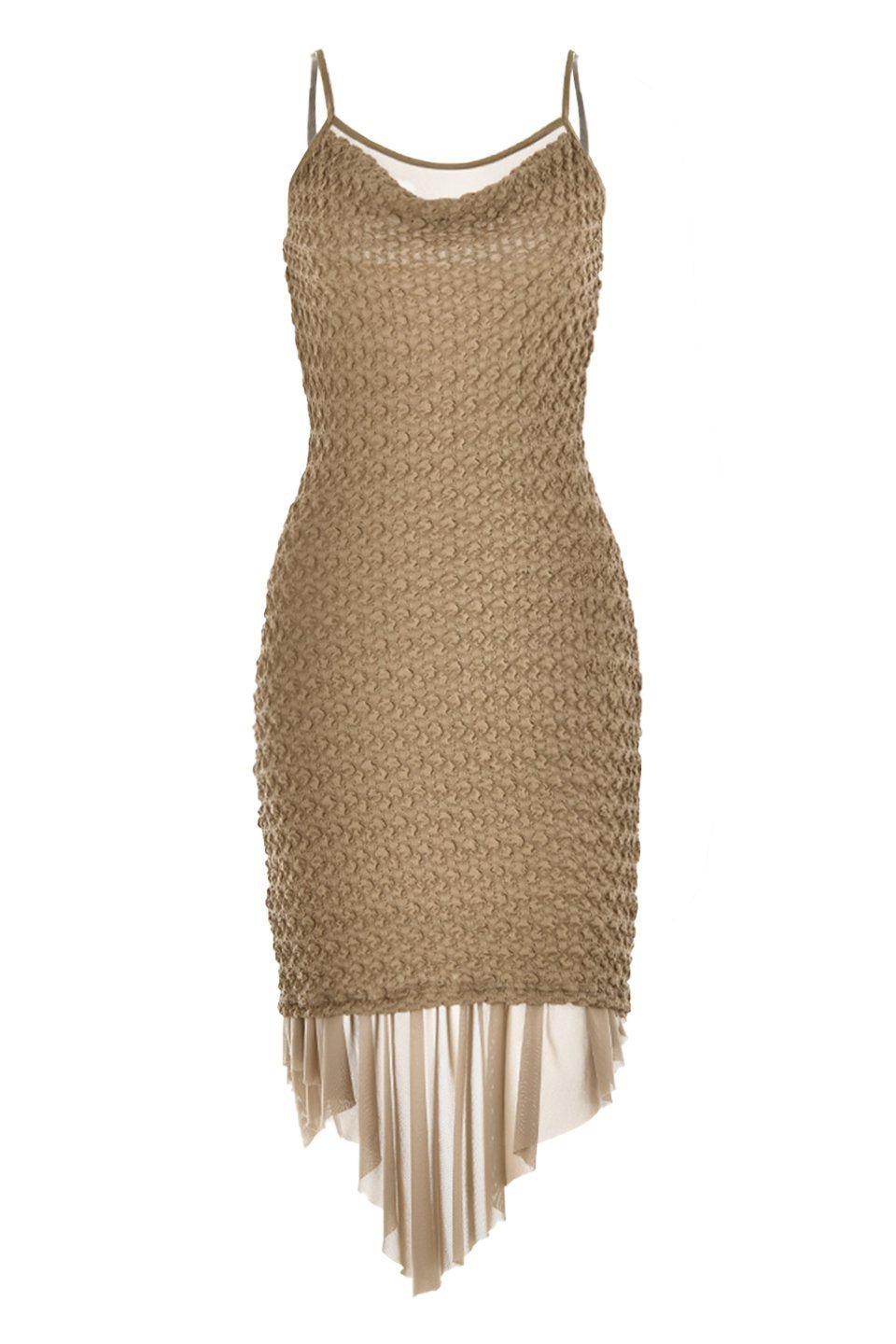 Solungaç Katlı Dokulu Flare Midi Elbise