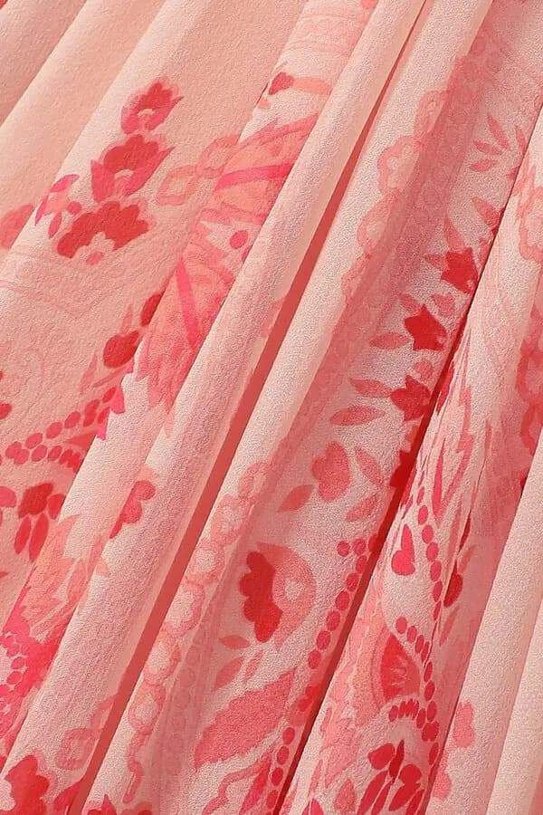 Gloria Paisley Baskılı Fırfırlı Uzun Elbise