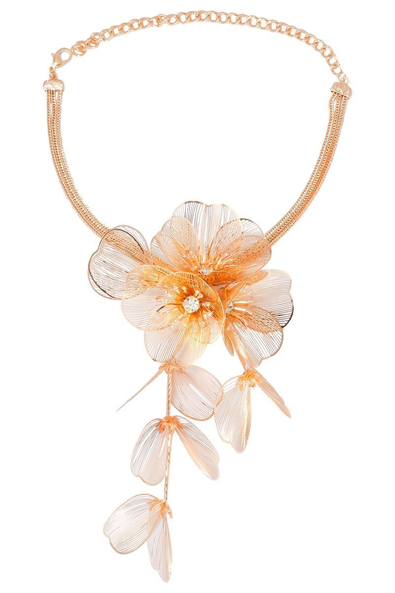 Altın Örgü Pırlanta Çiçek Takı Seti