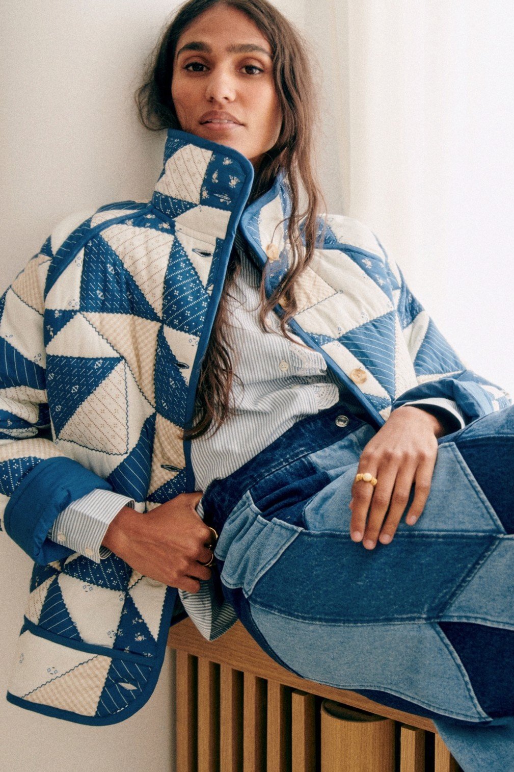 Hadley Geometrik Baskılı Kapitone Şişme Ceket