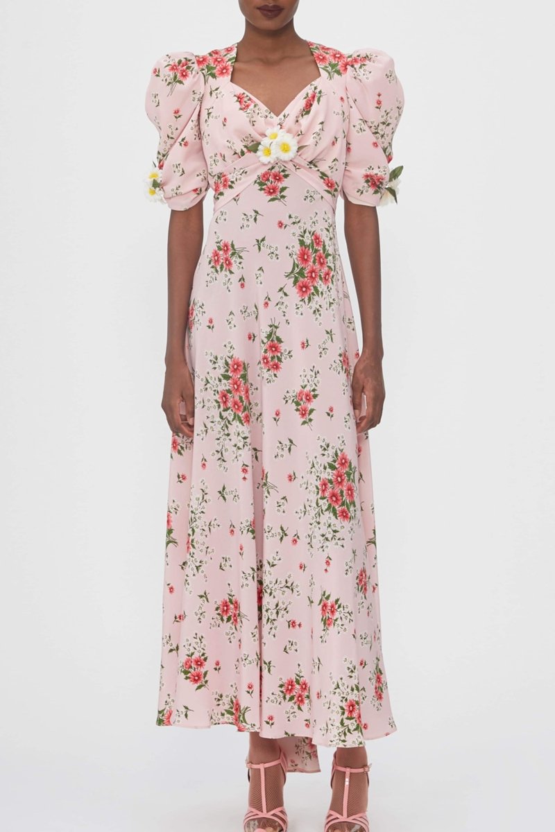 Hanna Baskılı Puf Kol Maxi Elbise