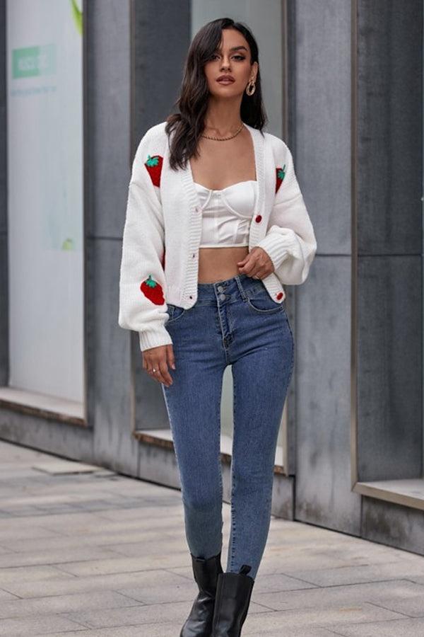 Hanna Çilek Örgü Kazak Hırka