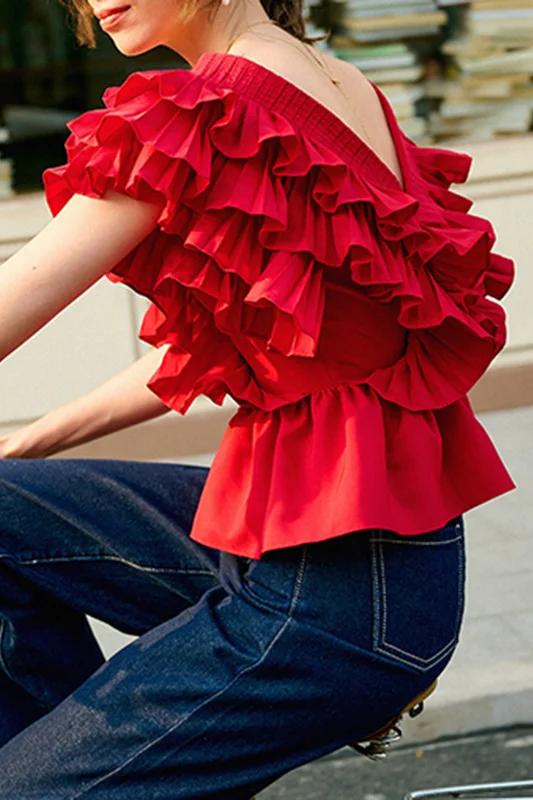 Helen Fırfırlı V Yaka Bluz