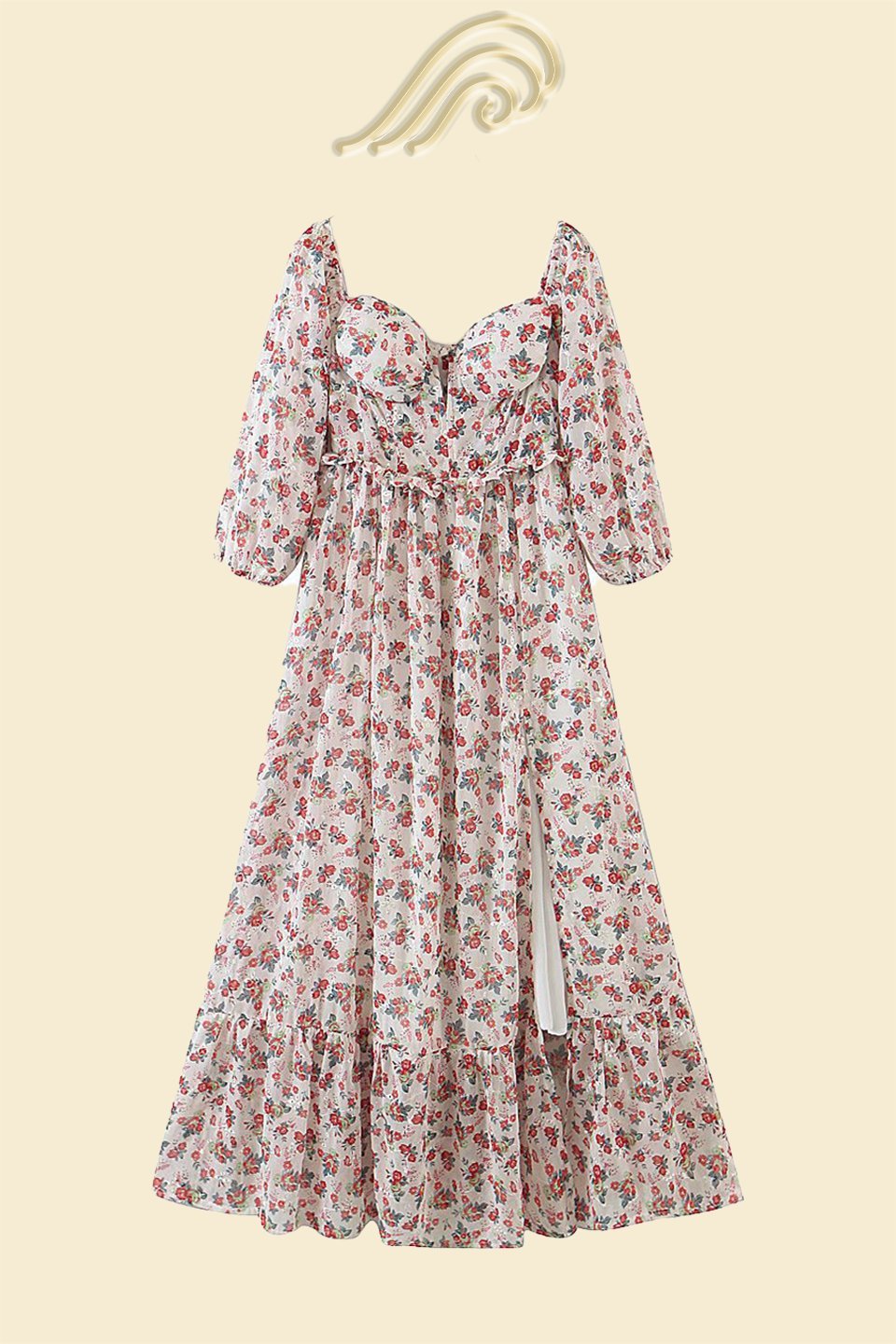 Helena Baskılı Nakışlı Düşük Omuz Maxi Elbise