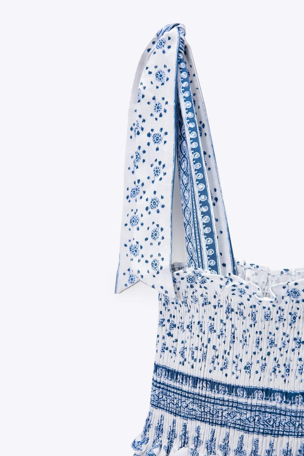 Helga Baskılı Büzgülü Askılı Midi Elbise