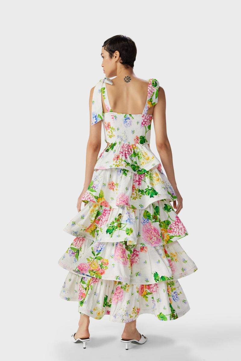 Hulda Baskılı Katlı Cut-Out Midi Elbise