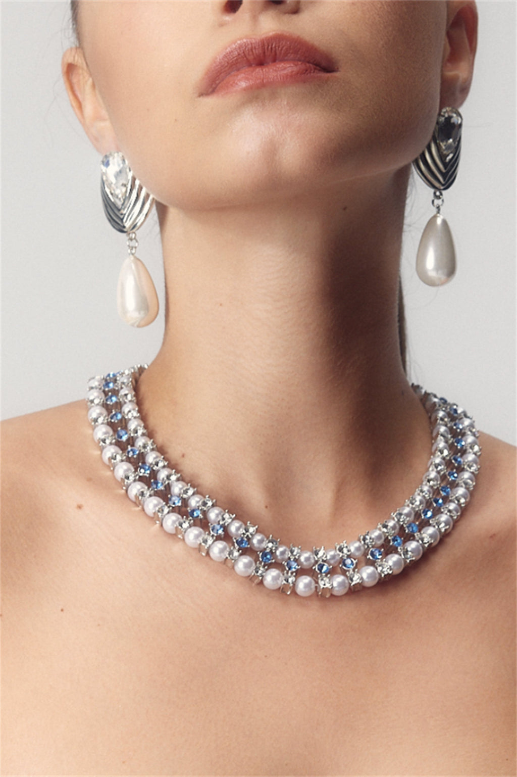 Kristal Süslemeli İnci Kolye