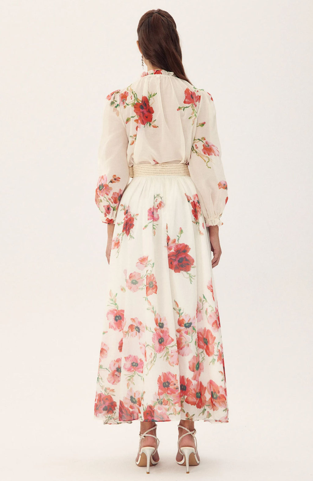 Anne Çiçek Baskılı Kuşaklı Maxi Etek Takım