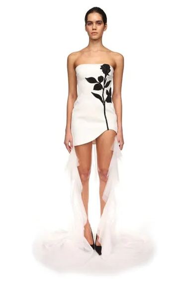 Veronica Straplez Kristal Taşlı Mini Elbise