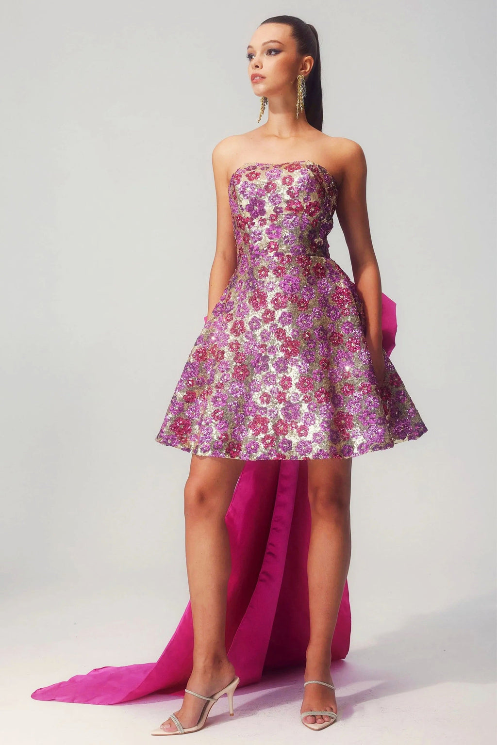 Madeline Çiçek Payet Ilmek Mini Elbise