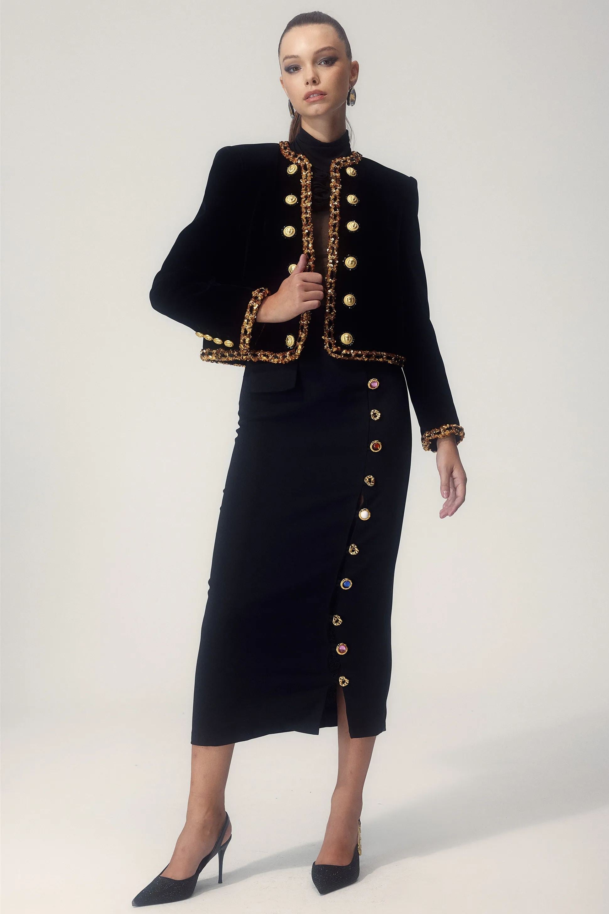 Janice Payet Nakışlı Kadife Ceket