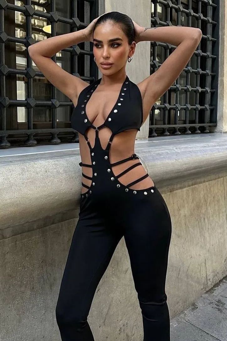 Amanda Halter Kesikli Tulum