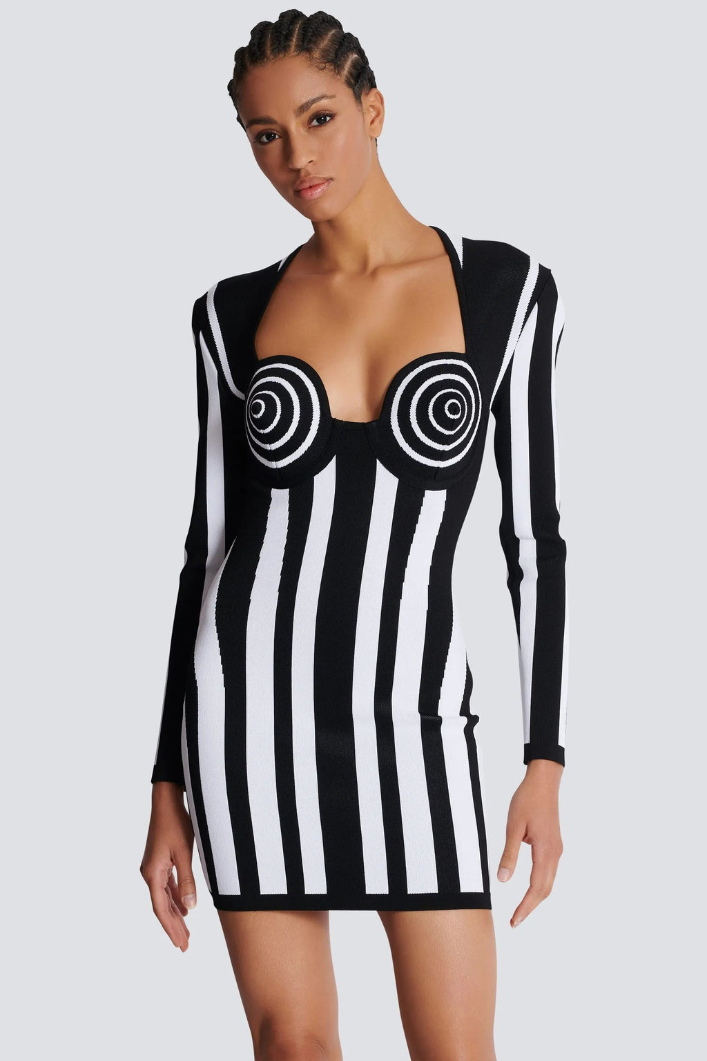 Doris Sweetheart Çizgili Triko Mini Elbise