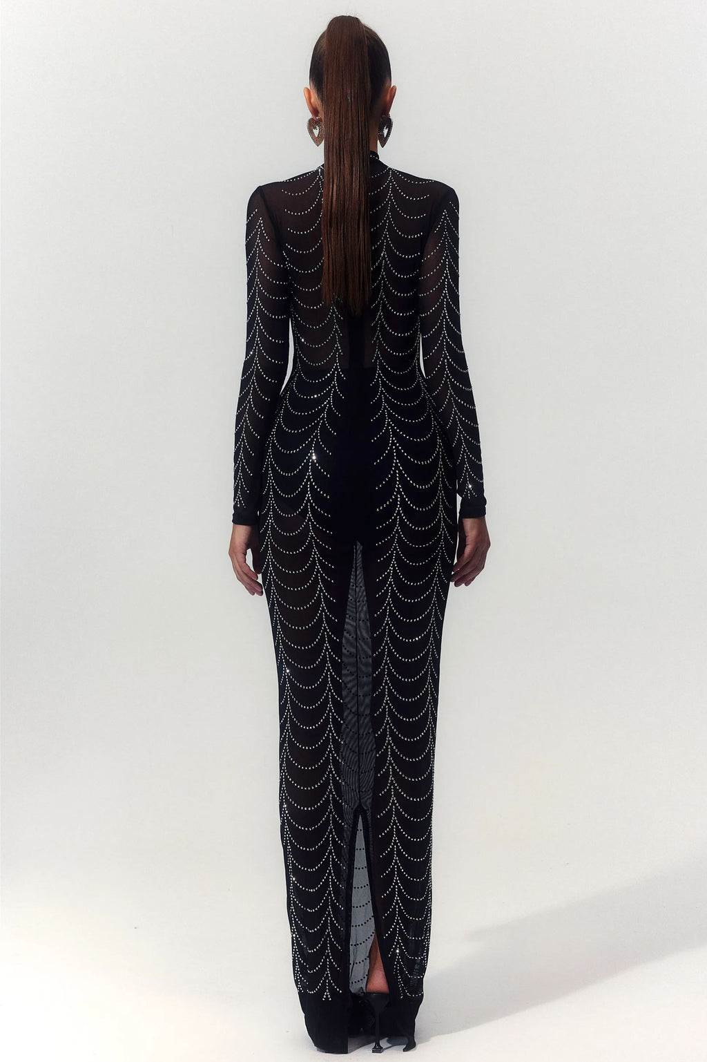 Cornelia Balıkçı Yaka Taşlı Uzun Elbise