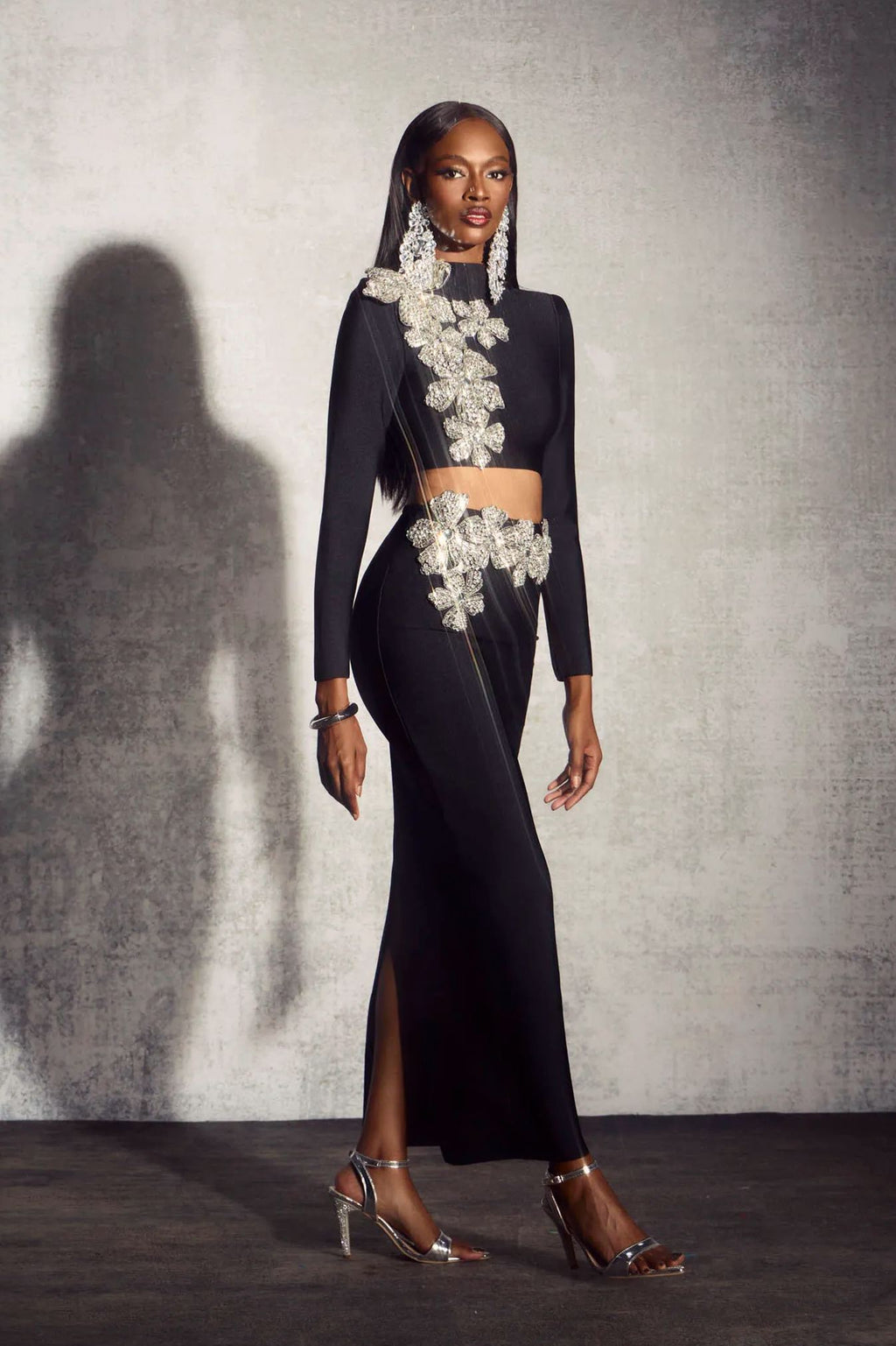 Anastasia Çiçekli Pırlanta Etek Takım