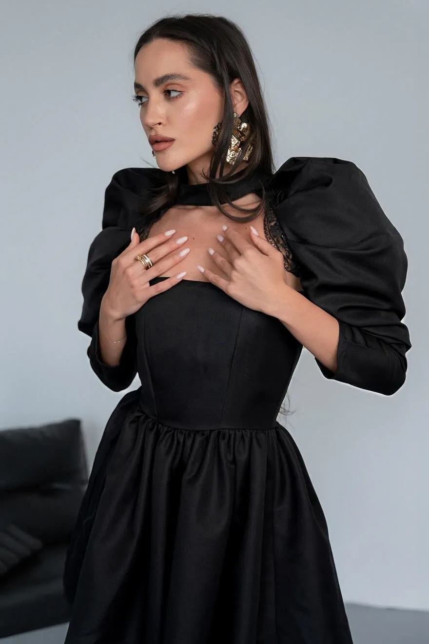 Bertha Puf Kol Mini Elbise Takım