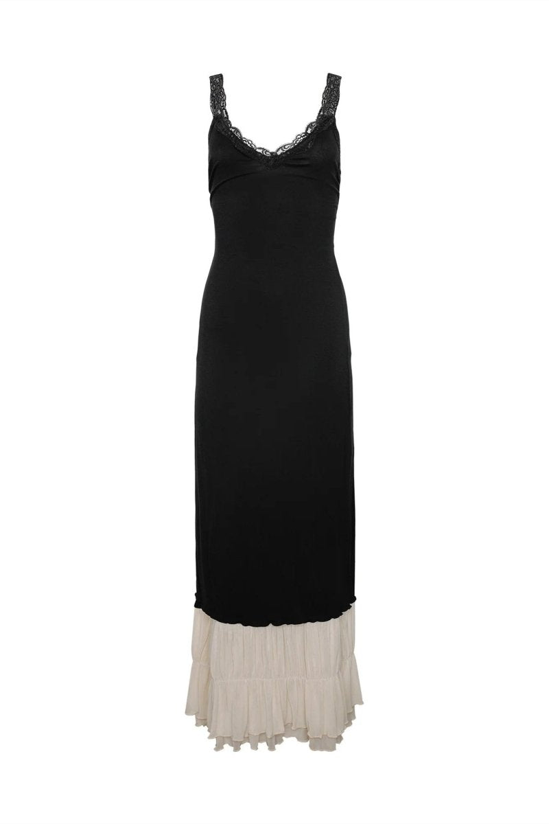 Irene V Yaka Dantelli Maxi Elbise