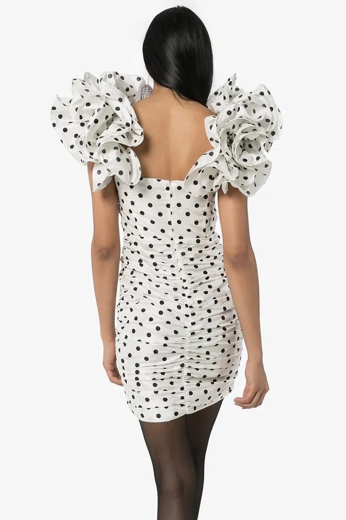 Ivy Puantiyeli Fırfırlı Mini Elbise