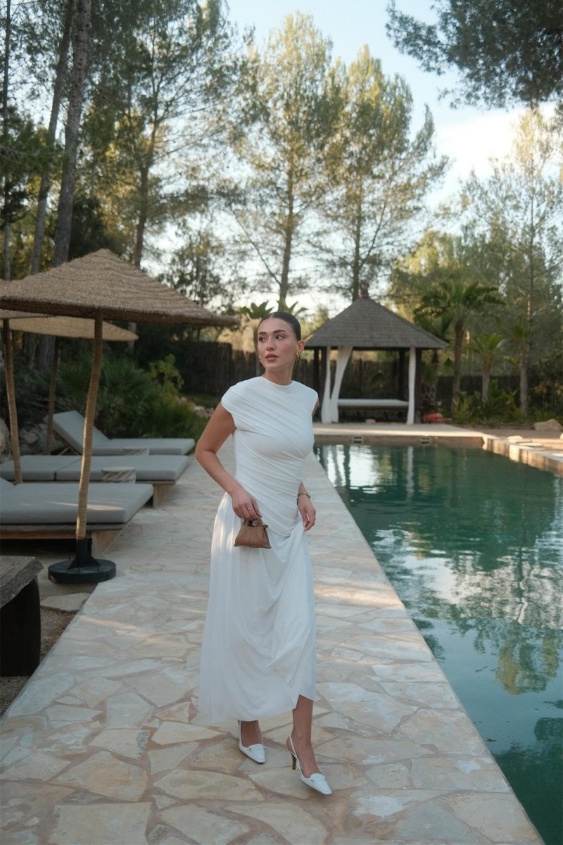 Janet Kolsuz Pileli Maxi Elbise