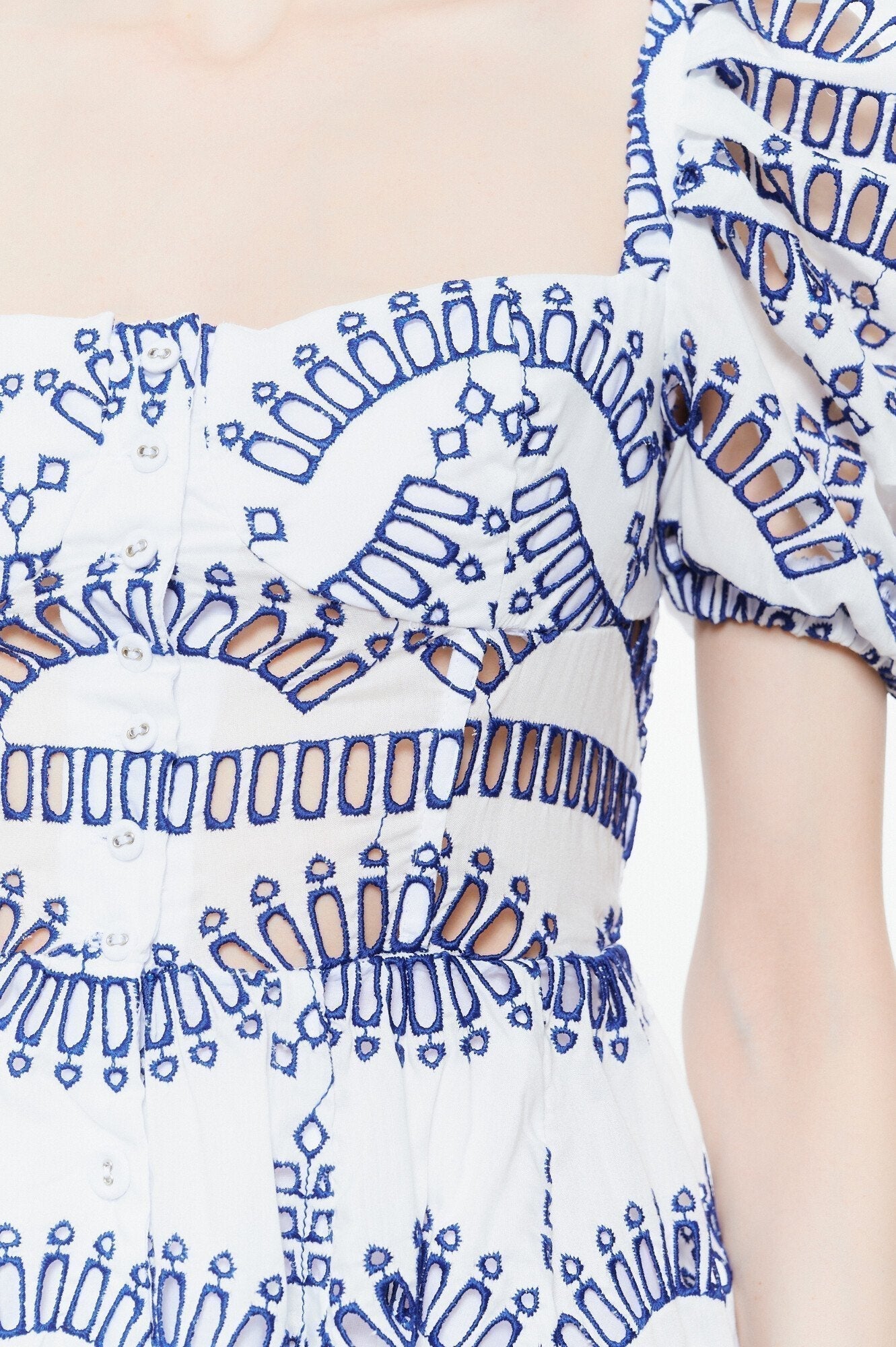 Janice İşlemeli Puf Kol Mini Elbise