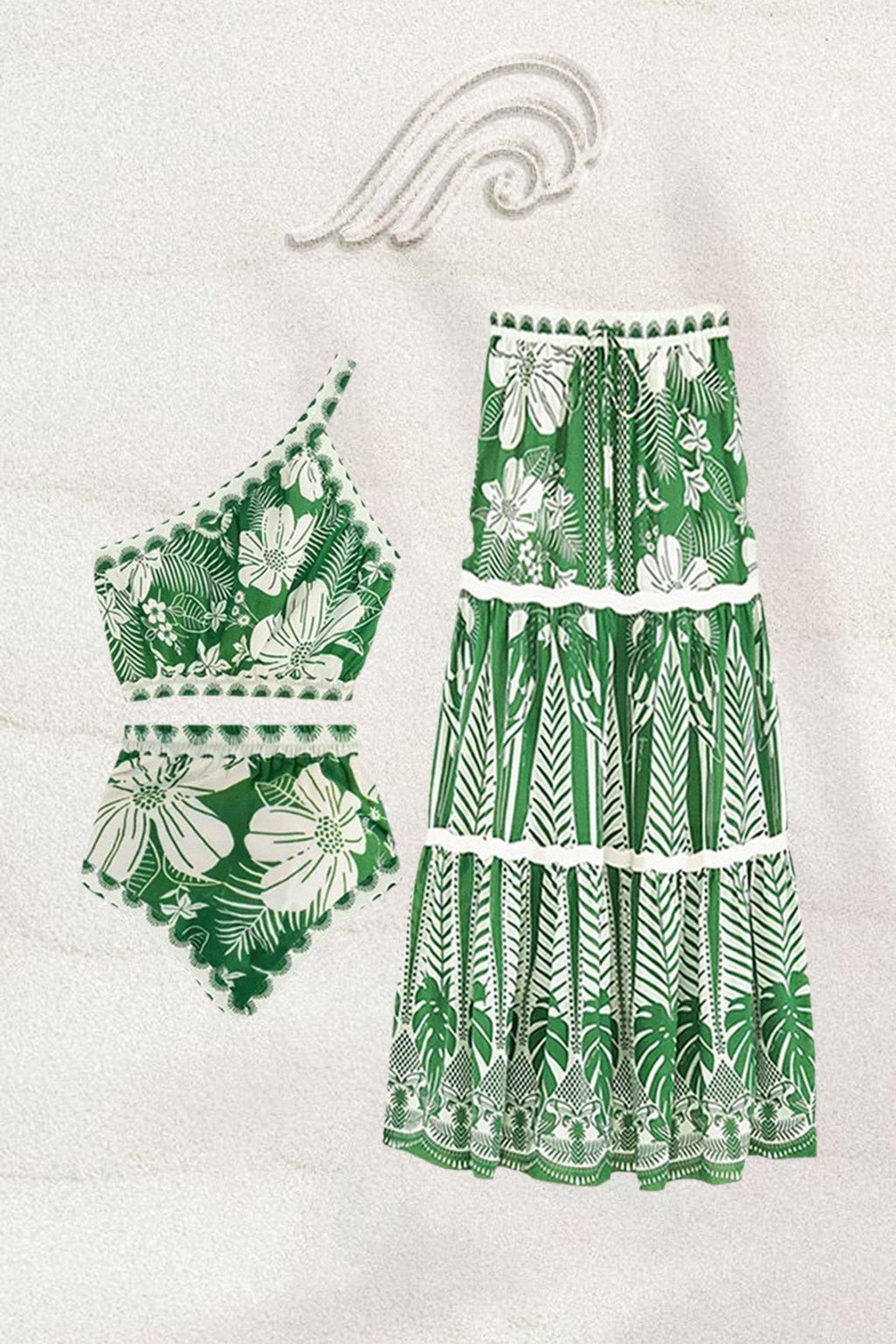 Jasmine Tek Omuz Tropikal Yüzme Seti